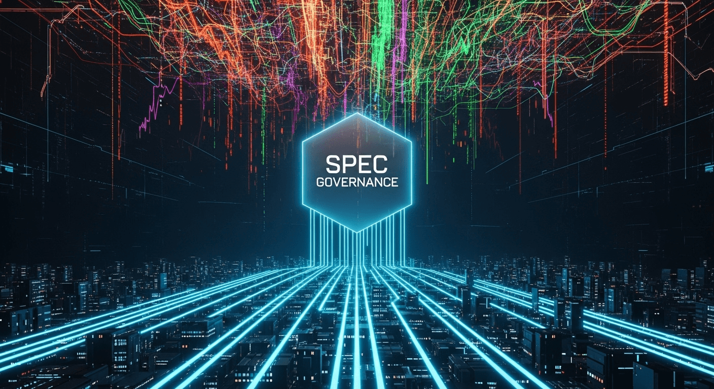 Governance filter concept: specs flowing through a standards filter