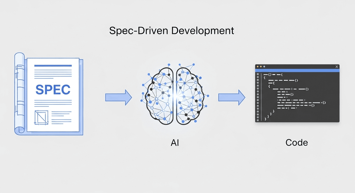Minimalist SDD concept flow: Spec → AI → Code