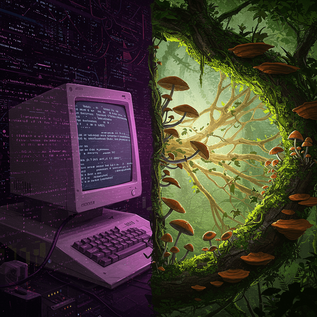 Conceptual artwork of dynamic visual split of chaos and order