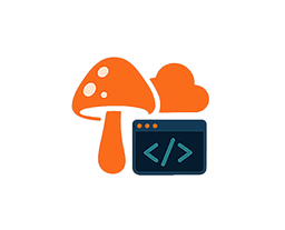 Mushroom, cloud, and code logo